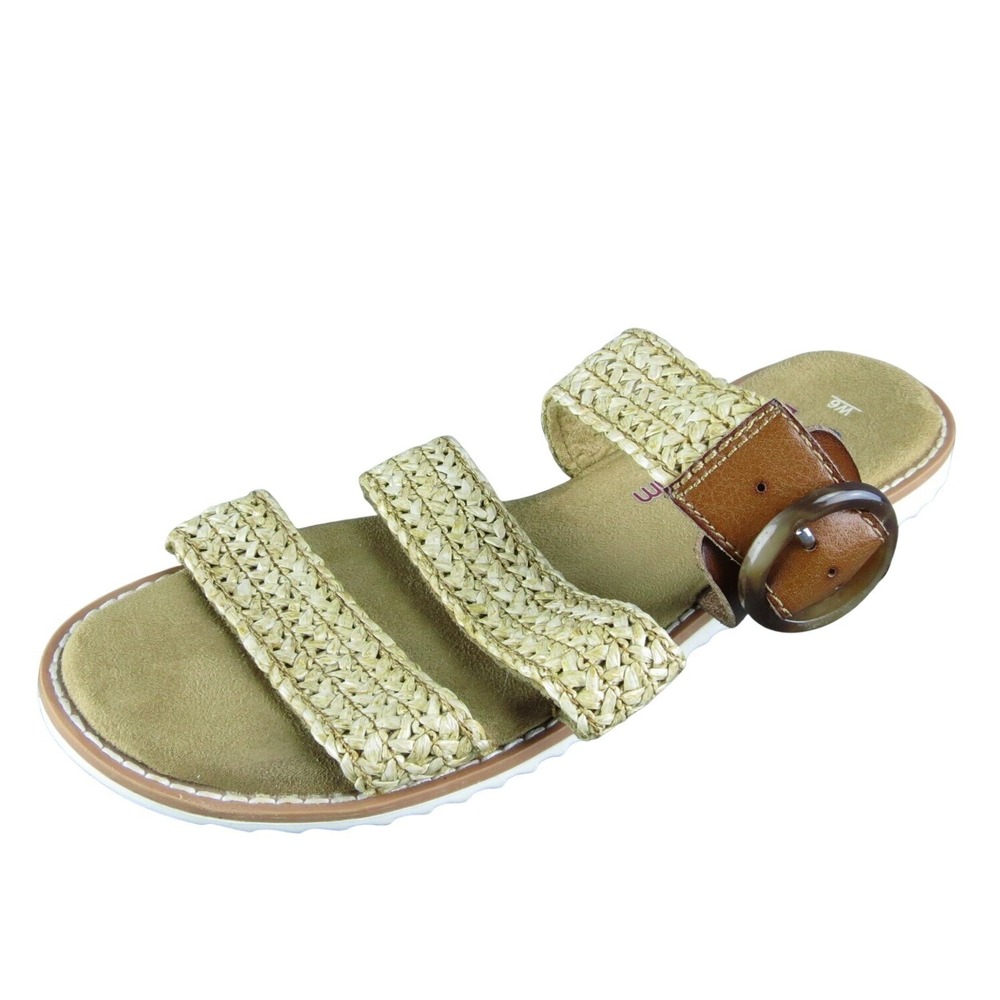 Bobs by Skechers  Women Slide Sandal‎ Shoes Size 6 Medium Brown Textile